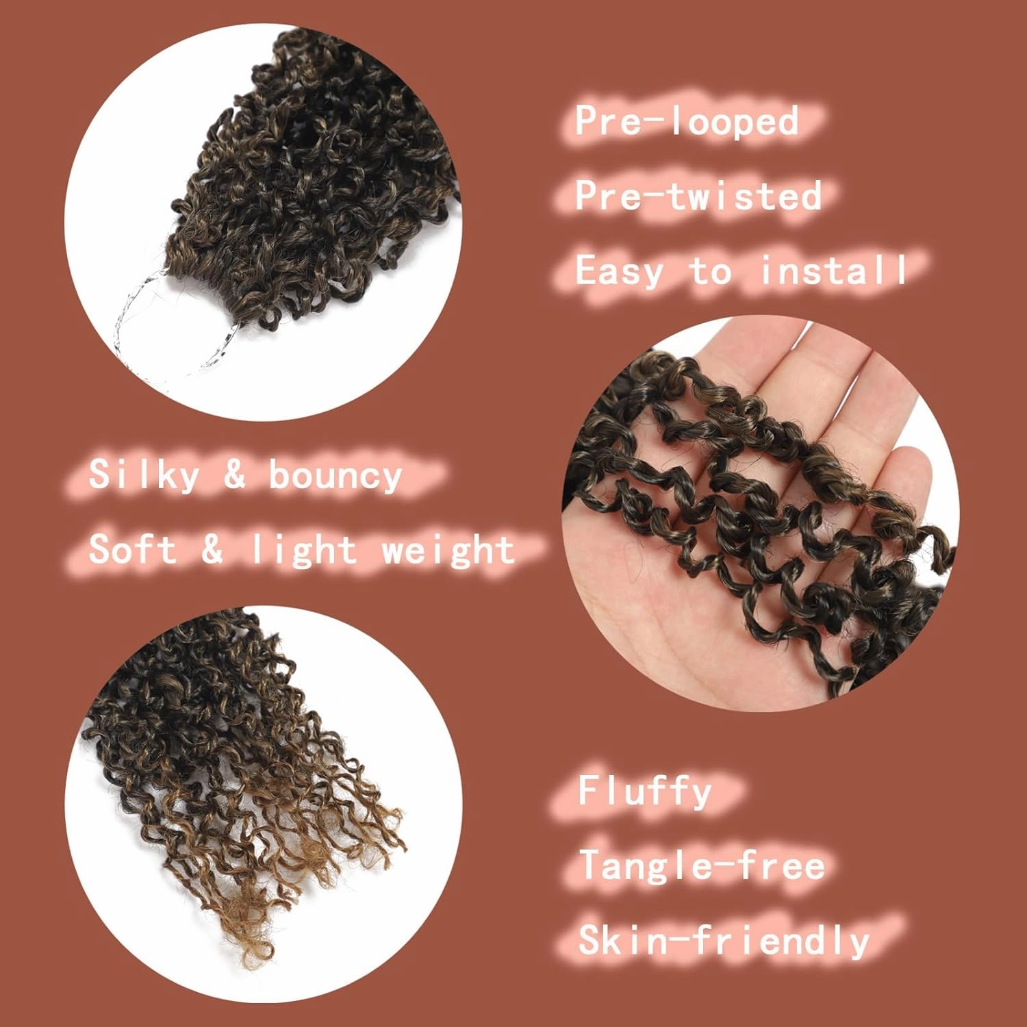 10 Packs Yanky Twist Crochet Braids Hair 10 Inch Pre-Twisted Passion Twist Crochet Hair, Fluffy Spring Mini Twist Pre Looped Passion Twist Hair Crochet Braiding Hair T27