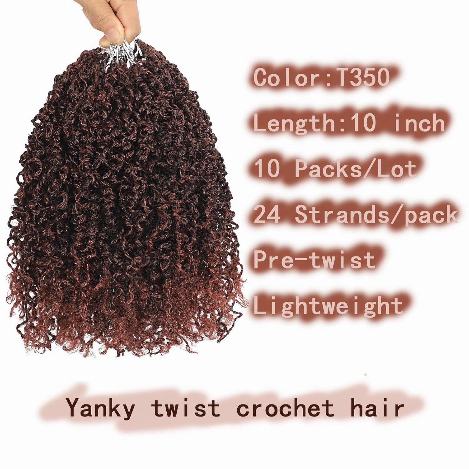 10 Packs Yanky Twist Crochet Braids Hair 10 Inch Pre-Twisted Passion Twist Hair, Ginger Crochet Braiding Hair Spring Twist Crochet Braids Mini Senegalese Twist With Curls T350