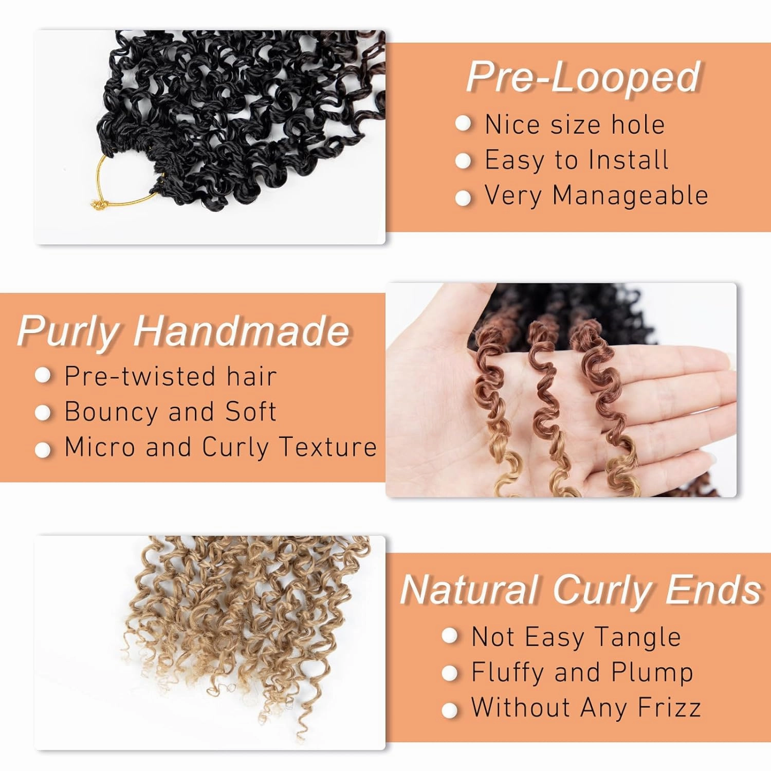 10 Packs Yanky Twist Crochet Hair 14 Inch Passion Twist Braid Hair Fluffy Spring Mini Pre-twisted Small Curly Crochet Hair for Senegalese Braids