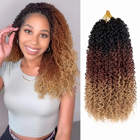 10 Packs Yanky Twist Crochet Hair 14 Inch Passion Twist Braid Hair Fluffy Spring Mini Pre-twisted Small Curly Crochet Hair for Senegalese Braids