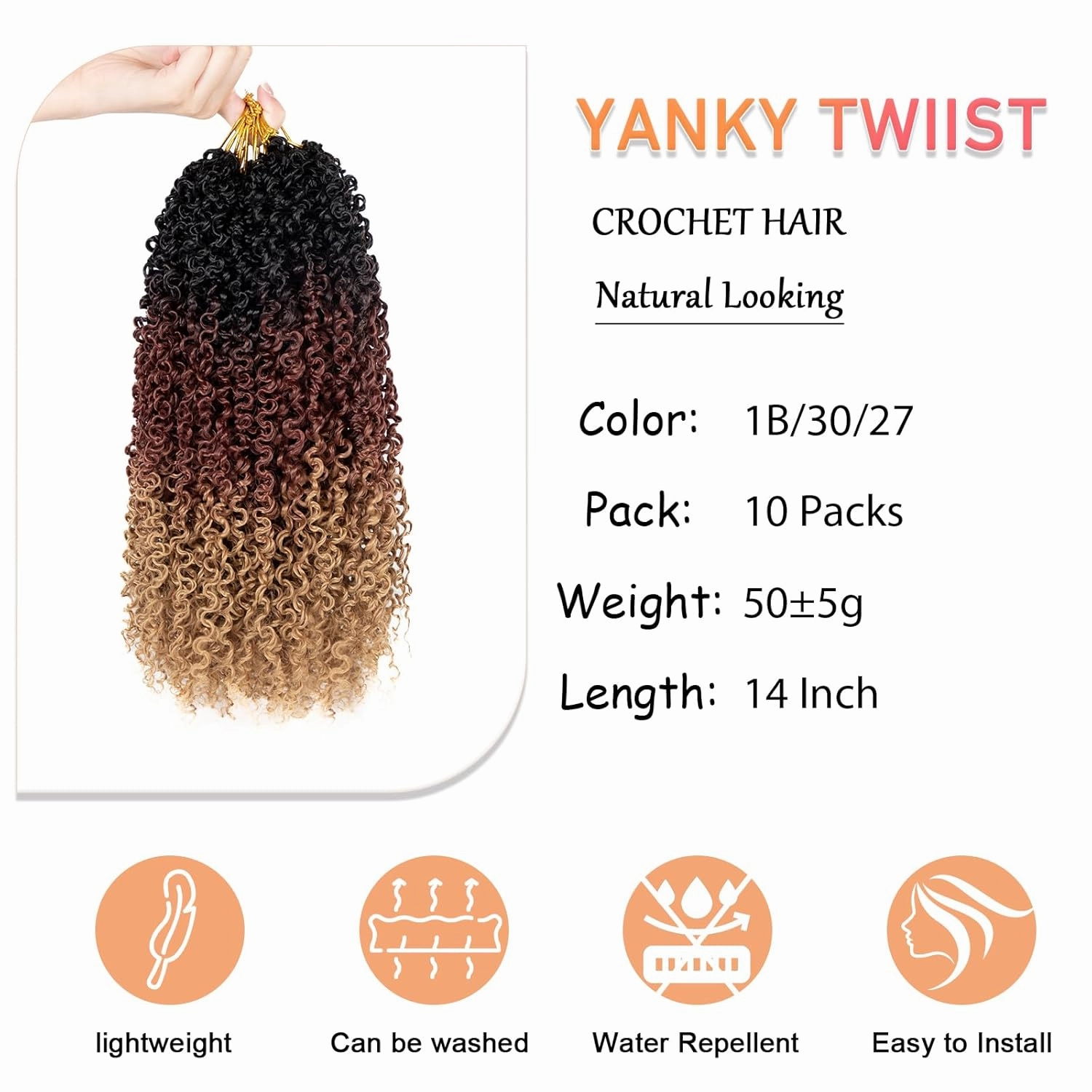 10 Packs Yanky Twist Crochet Hair 14 Inch Passion Twist Braid Hair Fluffy Spring Mini Pre-twisted Small Curly Crochet Hair for Senegalese Braids
