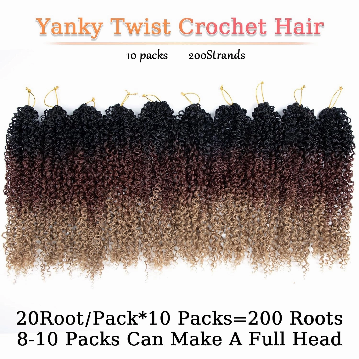 10 Packs Yanky Twist Crochet Hair 14 Inch Passion Twist Braid Hair Fluffy Spring Mini Pre-twisted Small Curly Crochet Hair for Senegalese Braids