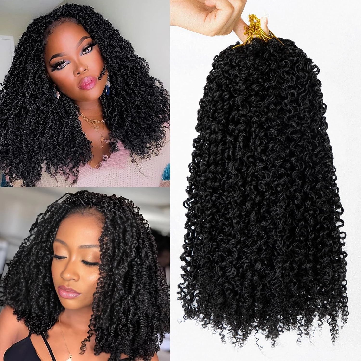 10 Packs Yanky Twist Crochet Hair 14 Inch Passion Twist Crochet Braid Hair Fluffy Spring Mini Twist Pre-twisted Small Curly Twist Crochet Hair for Senegalese Twist Braids