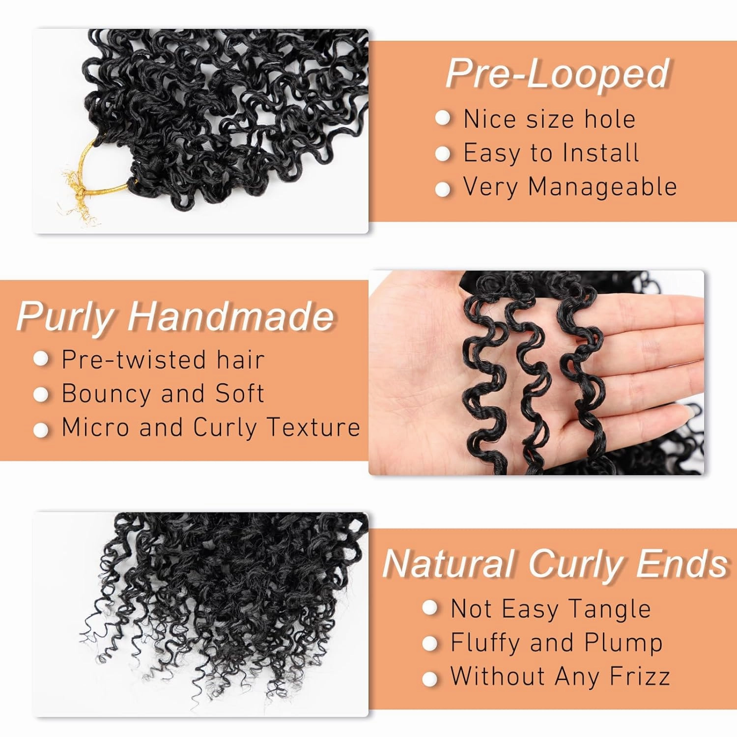 10 Packs Yanky Twist Crochet Hair 14 Inch Passion Twist Crochet Braid Hair Fluffy Spring Mini Twist Pre-twisted Small Curly Twist Crochet Hair for Senegalese Twist Braids