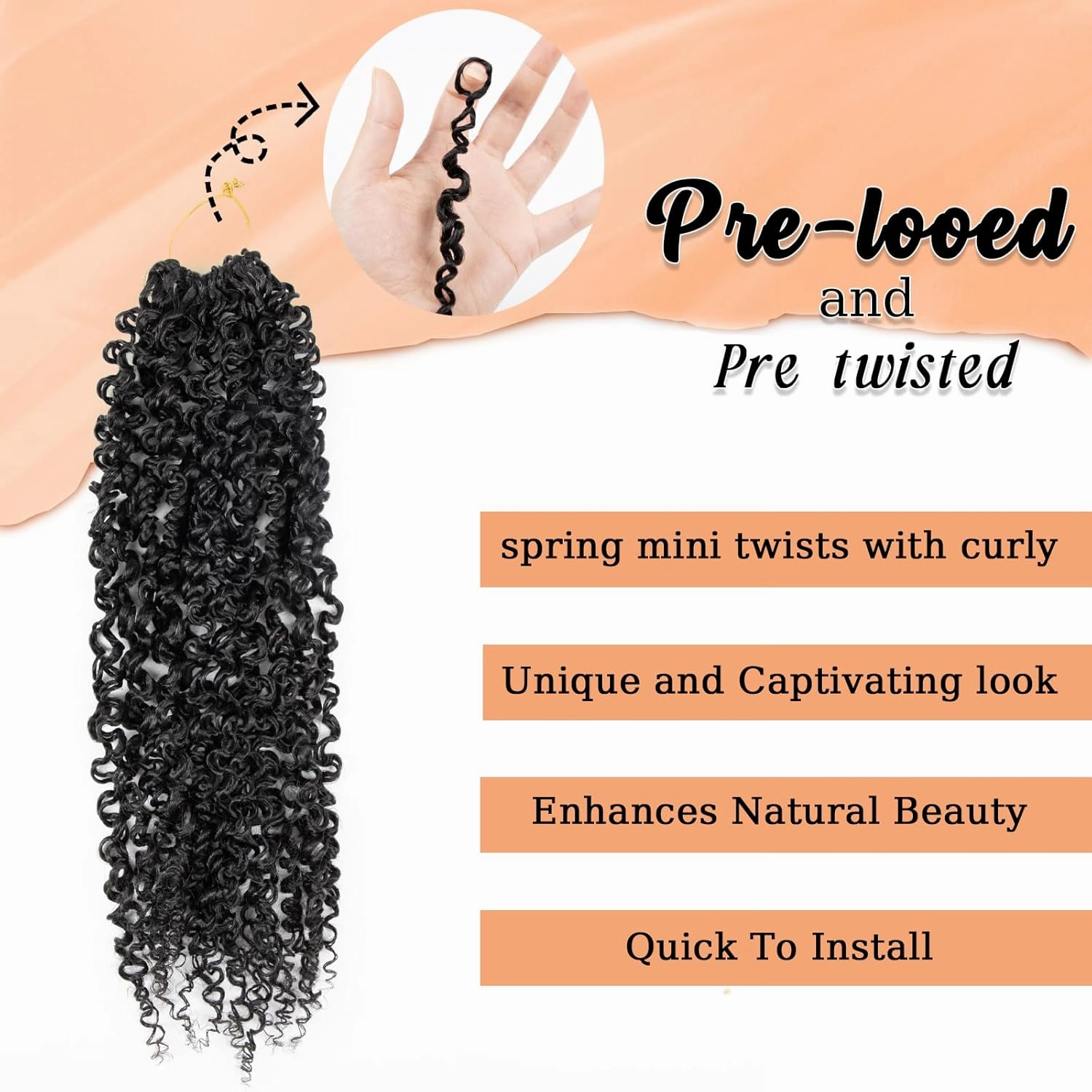 10 Packs Yanky Twist Crochet Hair 14 Inch Passion Twist Crochet Braid Hair Fluffy Spring Mini Twist Pre-twisted Small Curly Twist Crochet Hair for Senegalese Twist Braids