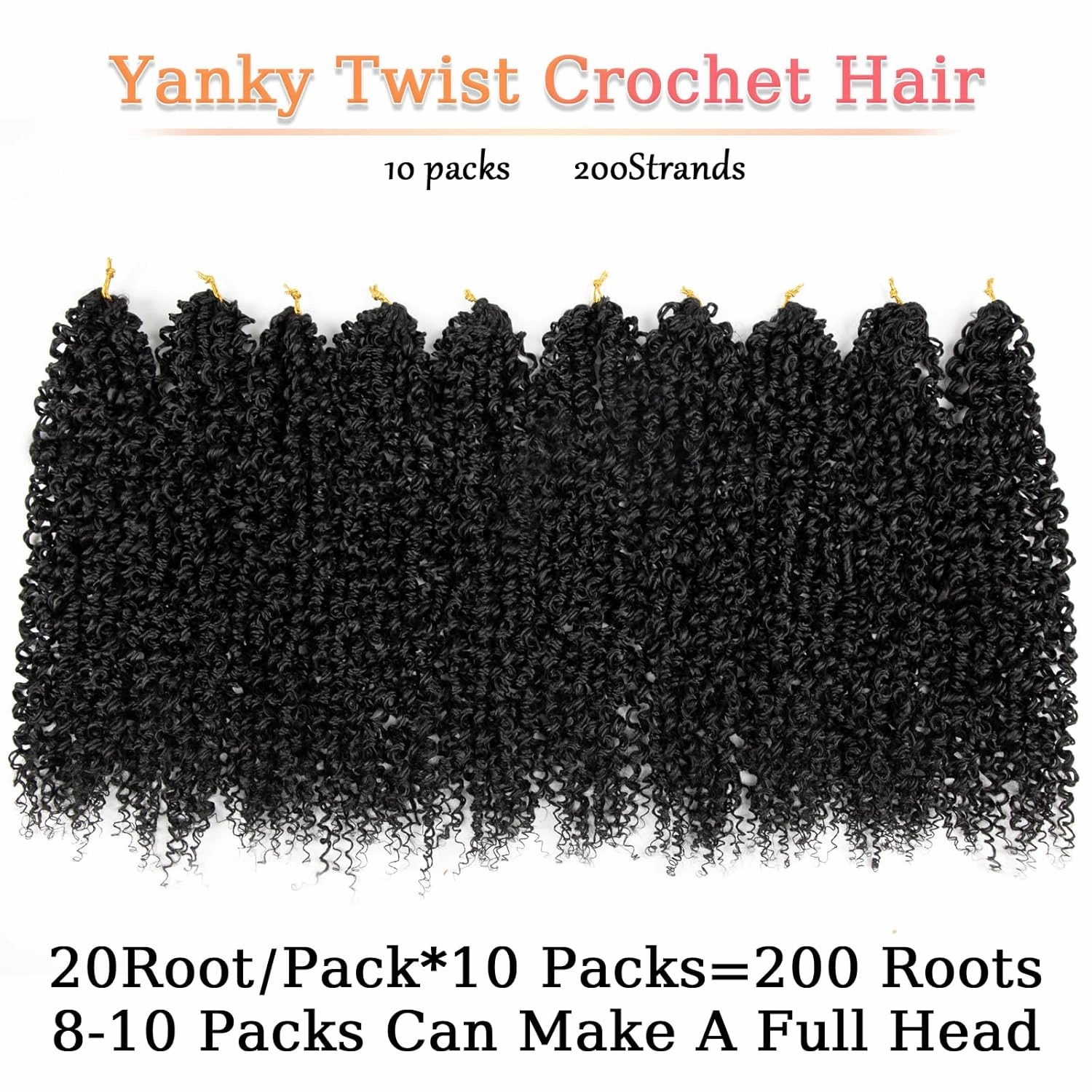 10 Packs Yanky Twist Crochet Hair 14 Inch Passion Twist Crochet Braid Hair Fluffy Spring Mini Twist Pre-twisted Small Curly Twist Crochet Hair for Senegalese Twist Braids
