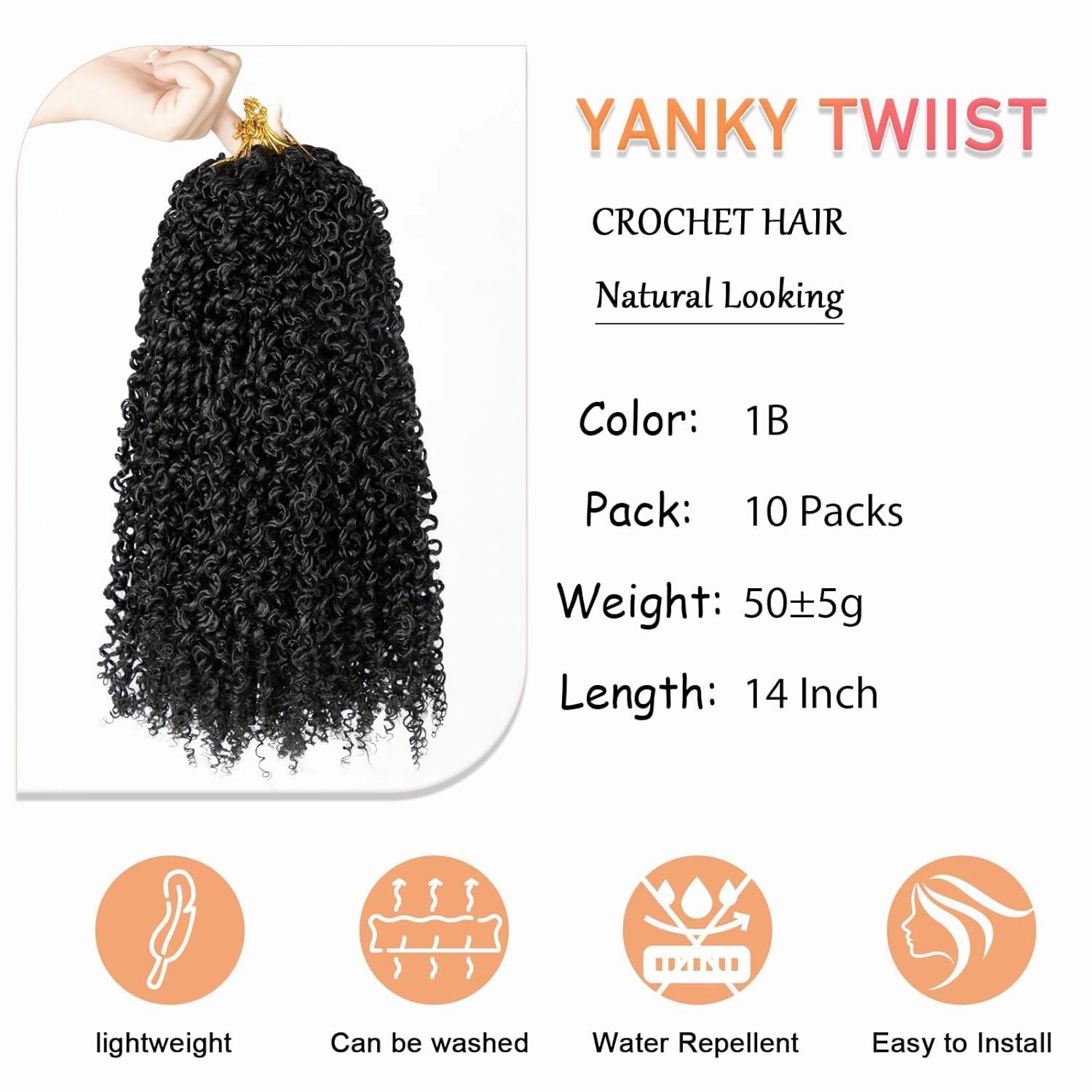10 Packs Yanky Twist Crochet Hair 14 Inch Passion Twist Crochet Braid Hair Fluffy Spring Mini Twist Pre-twisted Small Curly Twist Crochet Hair for Senegalese Twist Braids