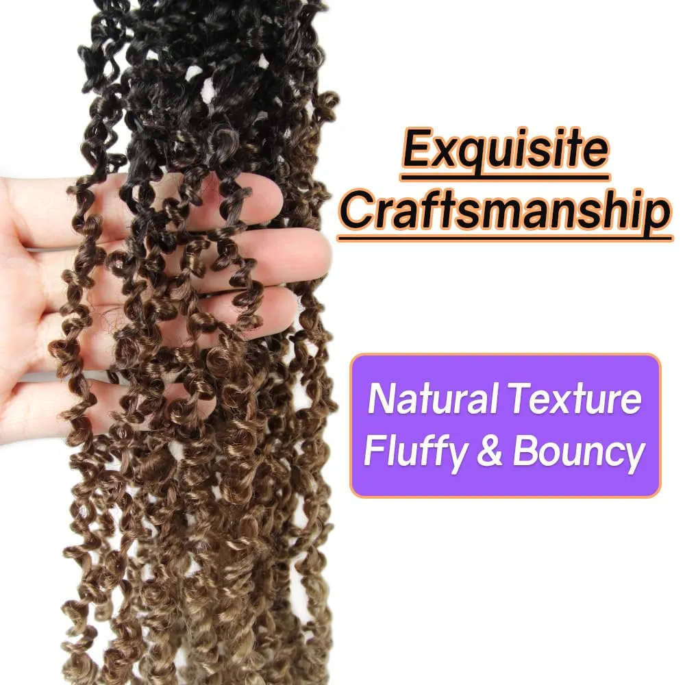 12 Inch 10 Packs Yanky Twist Crochet Hair Pre-twisted 3 Tones Ombre Brown Kinky Mini Spring Twist Small Curly Senegalese Twist Braids (OT30/27-10P)
