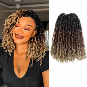 12 Inch 10 Packs Yanky Twist Crochet Hair Pre-twisted 3 Tones Ombre Brown Kinky Mini Spring Twist Small Curly Senegalese Twist Braids (OT30/27-10P)