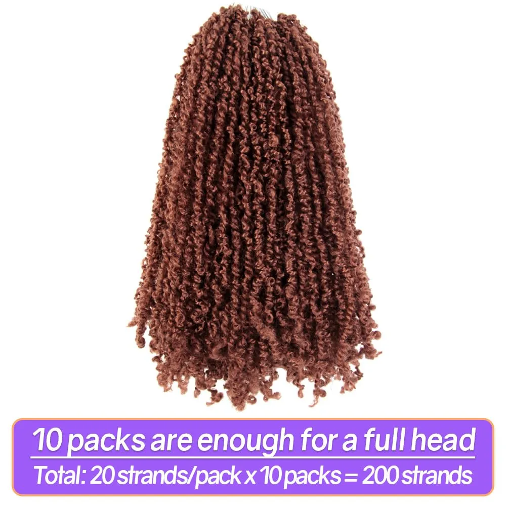 12 Inch 10 Packs Yanky Twist Crochet Hair Pre-twisted Ginger Red Kinky Mini Spring Twist Small Curly Senegalese Twist Braids (350#)