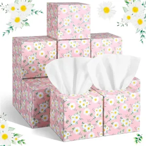 12 Pack Spring Facial Tissues Cube Face Boxes 600 Sheets 3 Ply Small Square Tissues Bulk for Spring Summer Car Bedroom Supplies(Daisies)