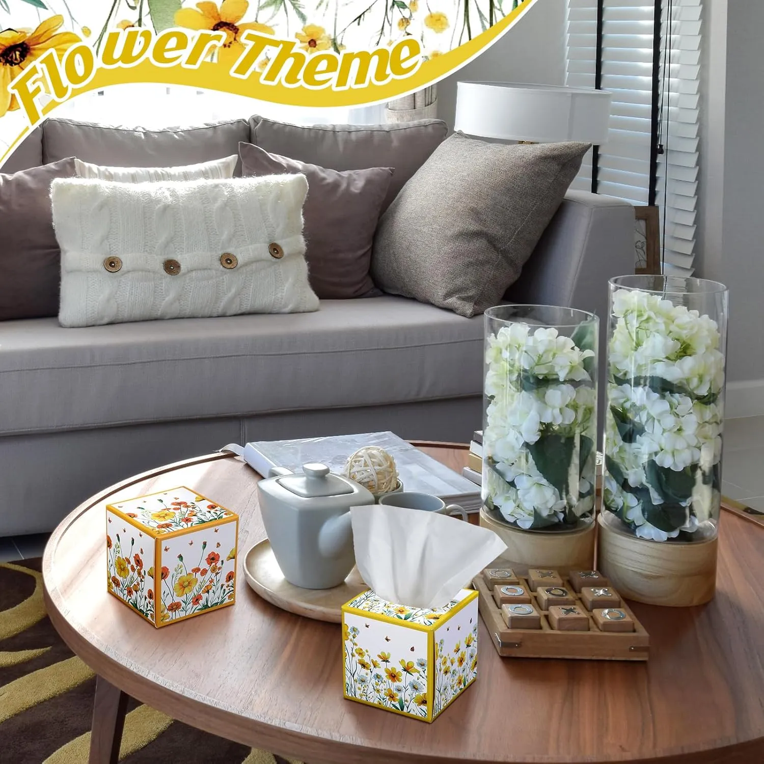 12 Pack Spring Facial Tissues Cube Face Boxes 600 Sheets 3 Ply Small Square Tissues Bulk for Spring Summer Car Bedroom Supplies(Flower)