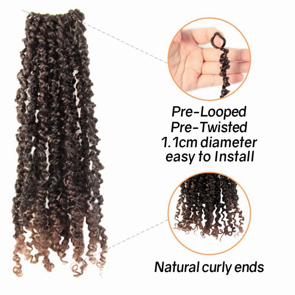 12 Inch 10 Packs Yanky Twist Crochet Hair Pre-twisted Light Brown Kinky Mini Spring Twist Small Curly Senegalese Twist Braids (30#), 30#(Medium Dark Brown)