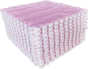 12pcs Tiled Puzzle Play Mats Interlocking Shaggy Soft EVA Foam Mats Protective Floor for Children Kids Room Home Parlor Bedroom(Pink)