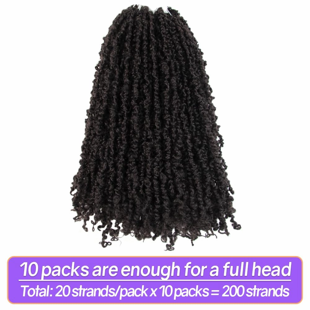 14 Inch 10 Packs Yanky Twist Crochet Hair Pre-twisted Brown Kinky Mini Spring Twist Small Curly Senegalese Twist Braids (4#)