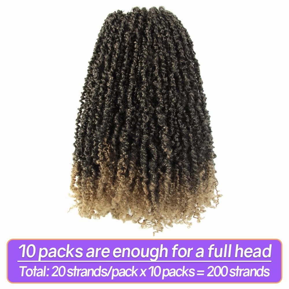 14 Inch 10 Packs Yanky Twist Crochet Hair Pre-twisted Ombre Honey Blonde Kinky Mini Spring Twist Small Curly Senegalese Twist Braids (T27)