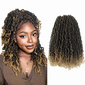 14 Inch 10 Packs Yanky Twist Crochet Hair Pre-twisted Ombre Honey Blonde Kinky Mini Spring Twist Small Curly Senegalese Twist Braids (T27)