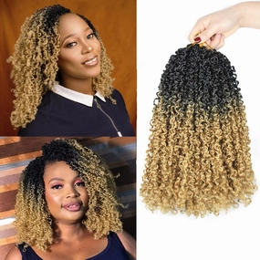 14 Inch 9 Packs Yanky Twist Crochet Hair Pre-Twisted Curly Braiding Hair Extensions Pre-looped Senegalese Twist Braids Synthetic Curly Crochet Hair For Black Women(14inch, 9pack, 1b/27)