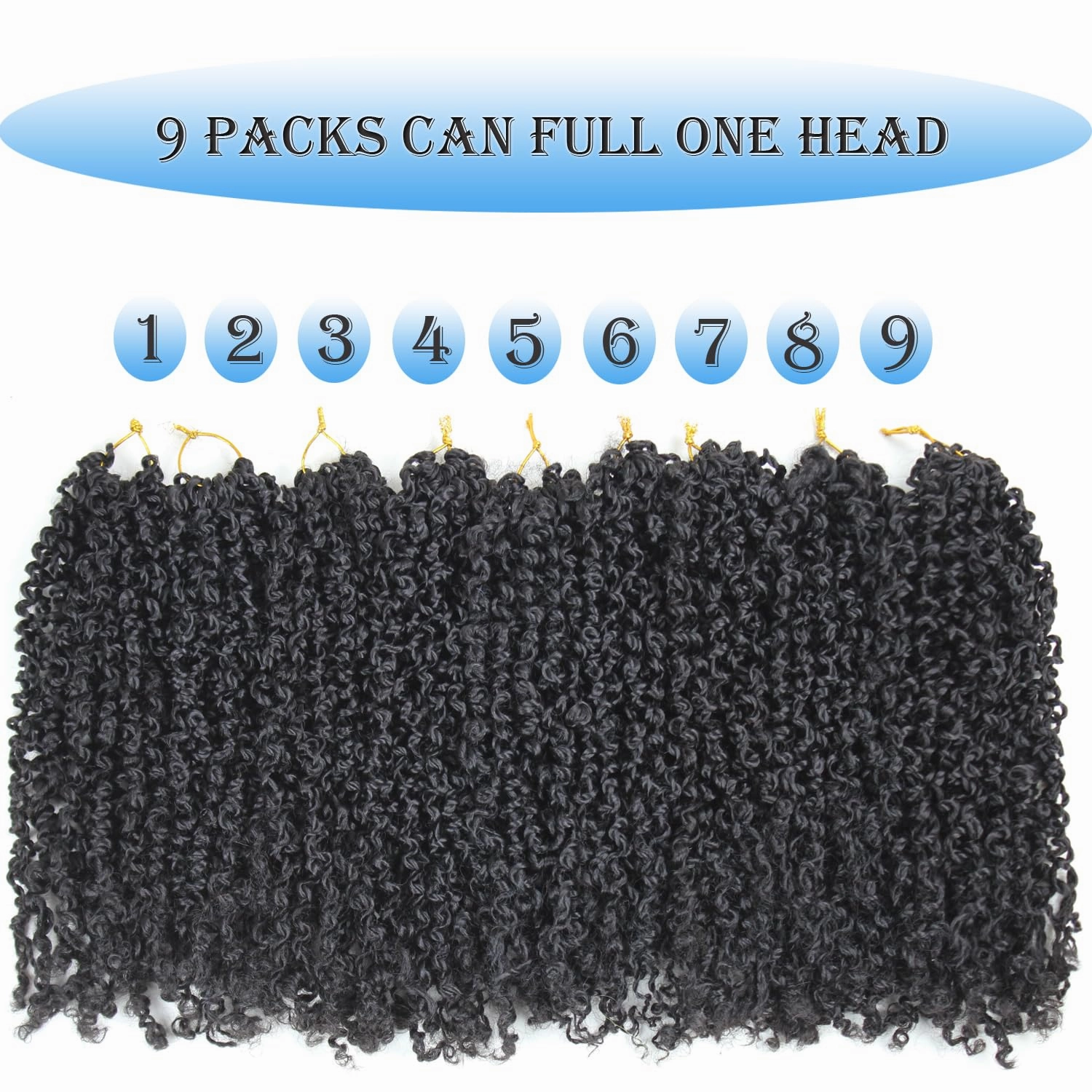 14 Inch 9 Packs Yanky Twist Crochet Hair Pre-Twisted Curly Braiding Hair Extensions Pre-looped Senegalese Twist Braids Synthetic Curly Crochet Hair For Black Women(14inch, 9pack, 1b)