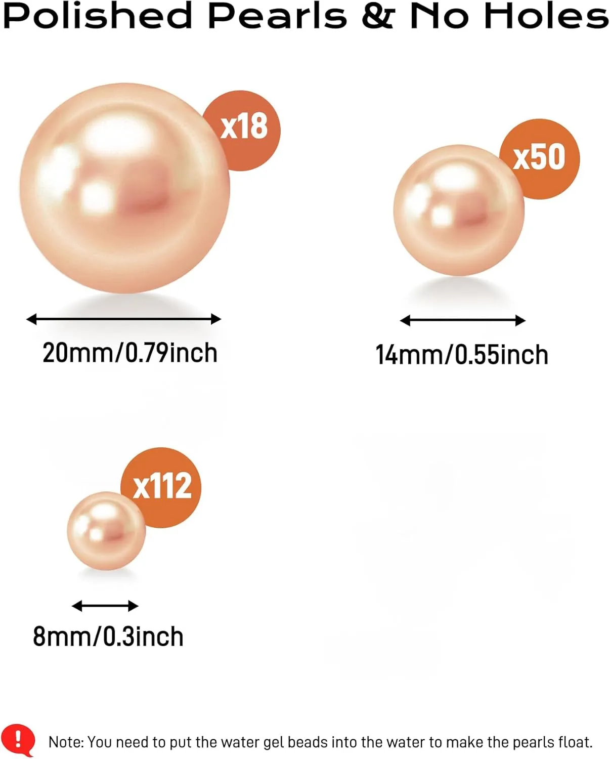 180PCS Champagne Beads for Centerpieces Vases, No Hole Polished Pearl Makeup Beads Mixed 8/14/20mm Sizes, Pearl Vase Fillers Table Scatters for Party Wedding Decor