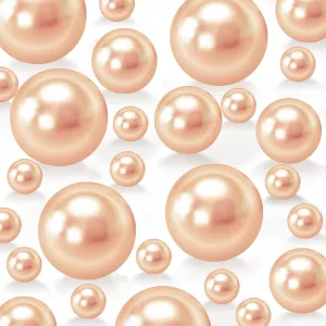 180PCS Champagne Beads for Centerpieces Vases, No Hole Polished Pearl Makeup Beads Mixed 8/14/20mm Sizes, Pearl Vase Fillers Table Scatters for Party Wedding Decor