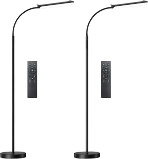 2 Pack LED Floor Lamp, 18W 1800LM Bright, 2 Remotes, Dimmable, Eye-Caring, Standing, Reading, Living Room, Bedroom, Office