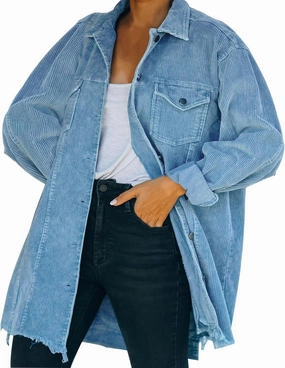 2023 Womens Corduroy Shacket Jacket Fall Long Sleeve Button Down Shirt Jackets Trendy Distressed Retr Coat with Pockets
