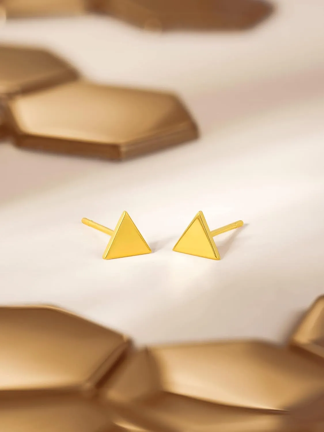 24K Gold Earrings for Women, Hypoallergenic Gold Stud Earrings Geometric Figure Lightweight Fashion Small Earrings for Mom Girlfriend Gifts