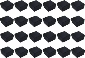 24pcs Black Cube Hard Cardboard Small Gift Box for Ring Earring Jewelry（2"x 2"）