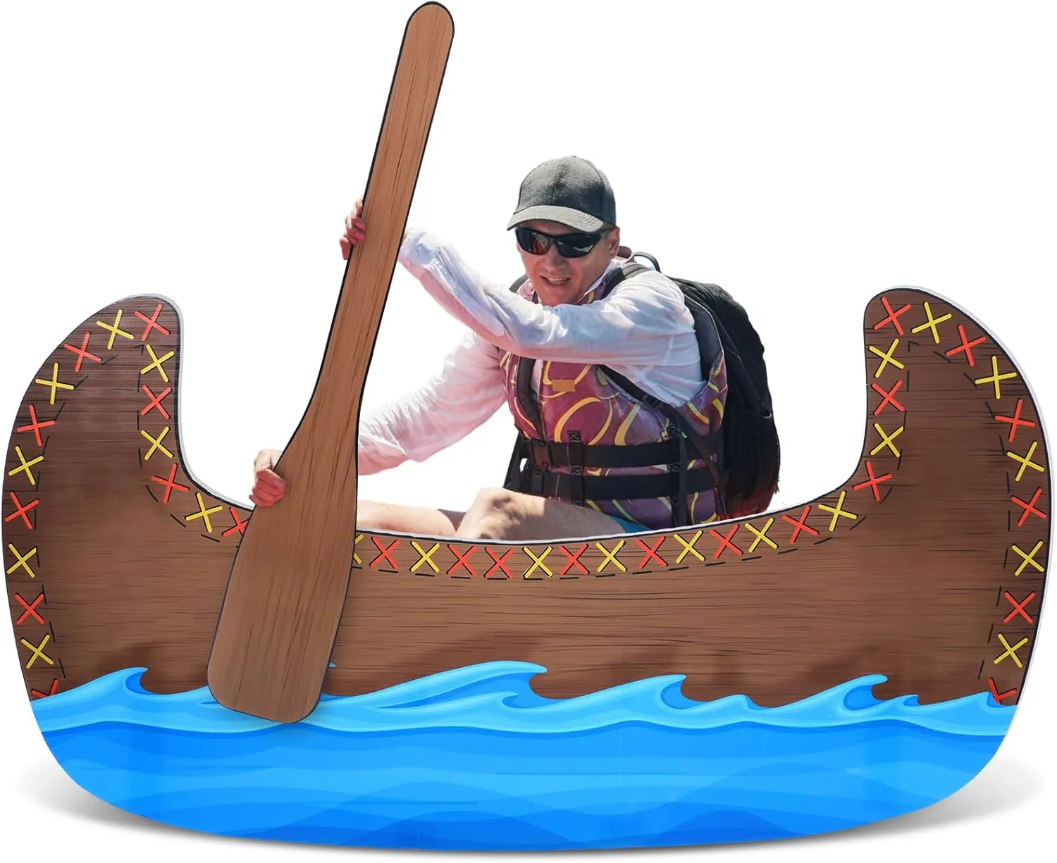 3 Pcs 5ft 3D Traditional Canoe Cardboard Cutout Stand up Set with 2 Oars Beach Nautical-Inspired Events Camping-Themed Canoe Stand up Photo Props for VBS Vacation Bible School Party Supplies