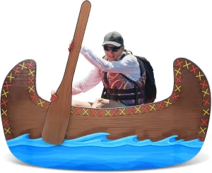 3 Pcs 5ft 3D Traditional Canoe Cardboard Cutout Stand up Set with 2 Oars Beach Nautical-Inspired Events Camping-Themed Canoe Stand up Photo Props for VBS Vacation Bible School Party Supplies