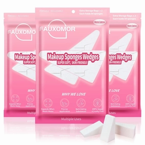 324 Pcs Mini Makeup Sponges Wedges for Face Foundation, Latex-Free Triangle Cosmetic Make Up Sponge for All Skin Types, Beauty Blender for Flawless Application and Blending with Six Pouches
