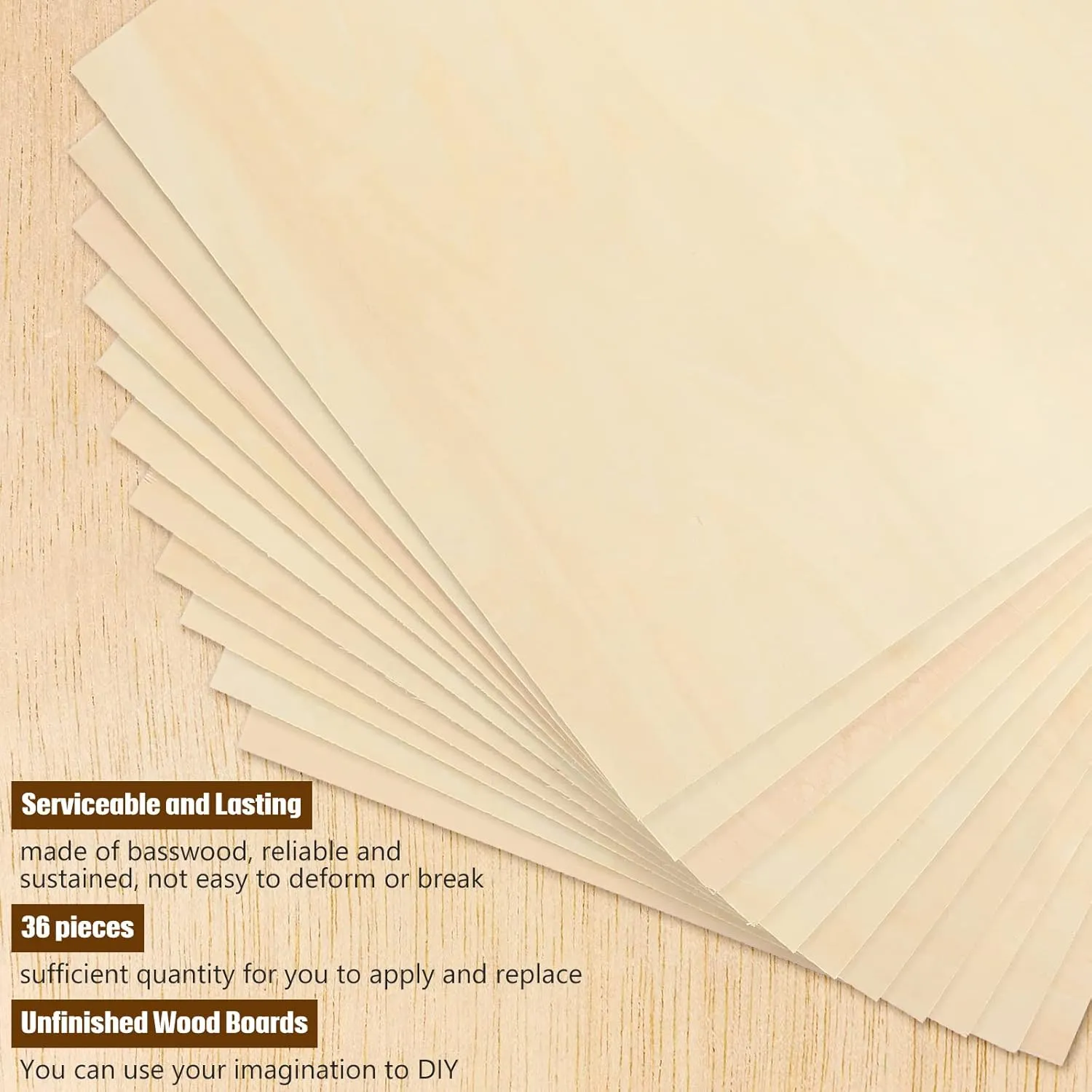 36 Pack Basswood Sheets Plywood Board 1/8 Inch Unfinished Wood Boards for Crafts for DIY Laser Projects Architectural Model Making Mini House Building Hobby Wood Burning (16 x 16 x 1/8 Inch)