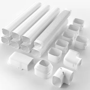 4'' 26Ft Mini Split Line Set Cover Kit for Minisplit Ductless Linset Air Conditioners and Heat Pumps, Central AC Decorative Upgraded UV-Proof Strong & Durability PVC Pipe