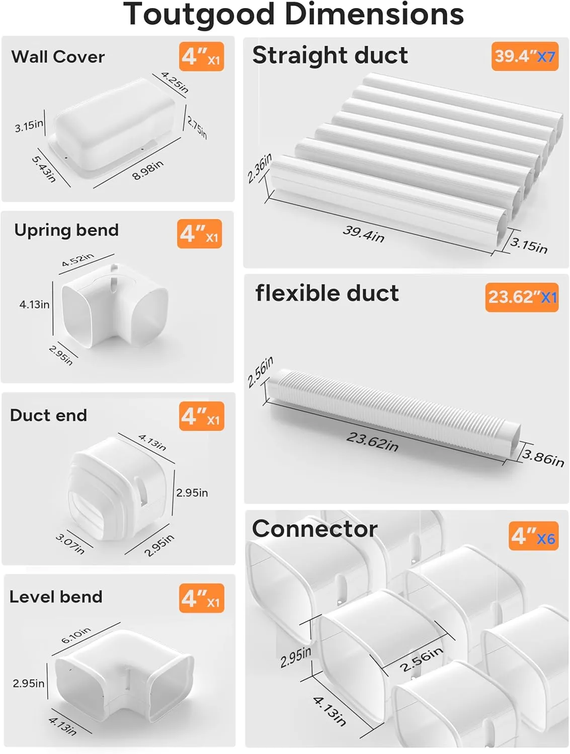 4'' 26Ft Mini Split Line Set Cover Kit for Minisplit Ductless Linset Air Conditioners and Heat Pumps, Central AC Decorative Upgraded UV-Proof Strong & Durability PVC Pipe