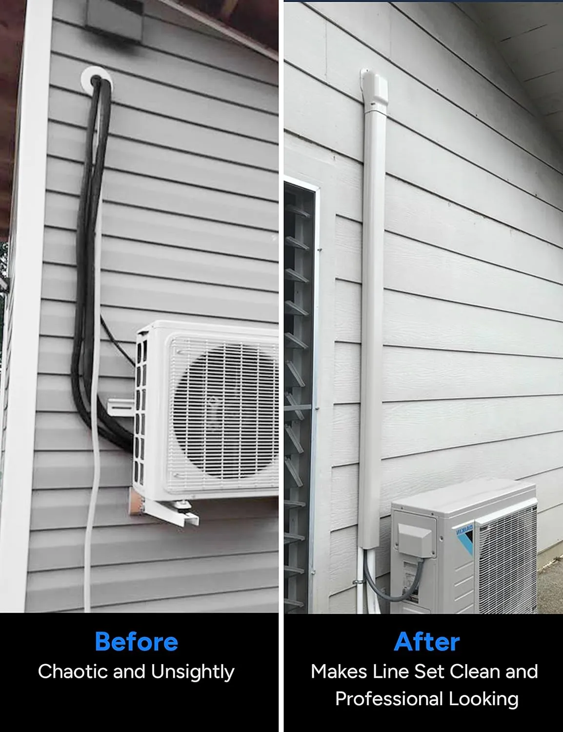 4'' 26Ft Mini Split Line Set Cover Kit for Minisplit Ductless Linset Air Conditioners and Heat Pumps, Central AC Decorative Upgraded UV-Proof Strong & Durability PVC Pipe
