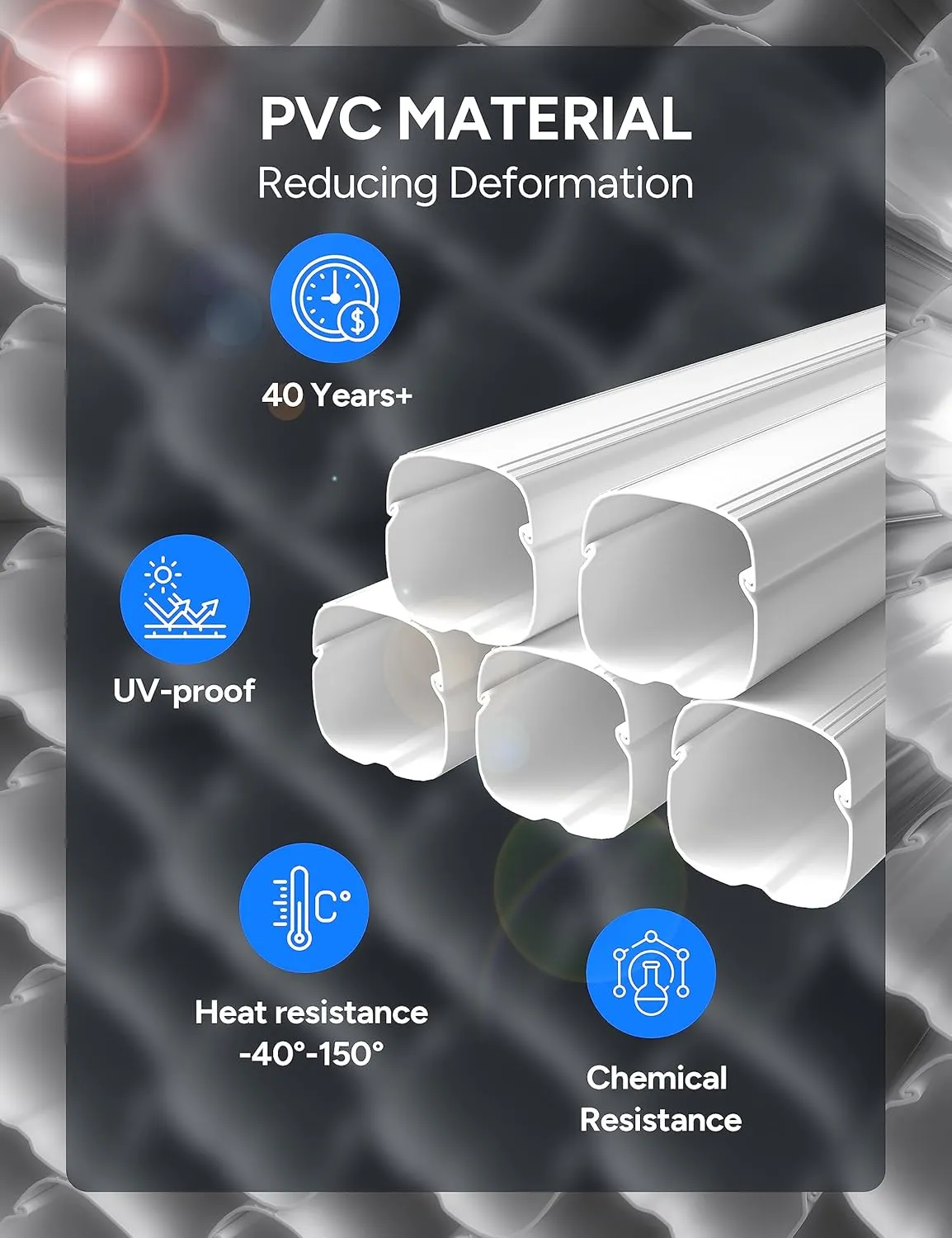 4'' 26Ft Mini Split Line Set Cover Kit for Minisplit Ductless Linset Air Conditioners and Heat Pumps, Central AC Decorative Upgraded UV-Proof Strong & Durability PVC Pipe