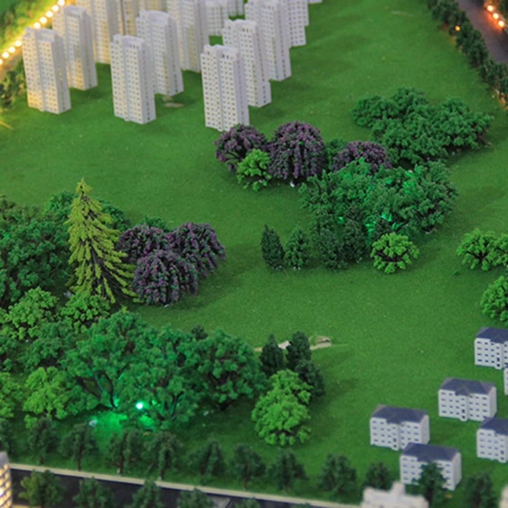 50PCS Mini Model Trees, Model Train Scenery Mixed Trees, Artificial Wargame Trees for Model Railroad Scenery Diorama Supplies Miniature Scenery Landscape(B)