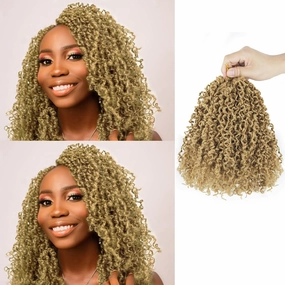 8 Inch 9 Packs Yanky Twist Crochet Hair Pre-Twisted Curly Braiding Hair Extensions Pre-looped Senegalese Twist Braids Synthetic Curly Crochet Hair For Black Women(8inch, 9pack, 27#)