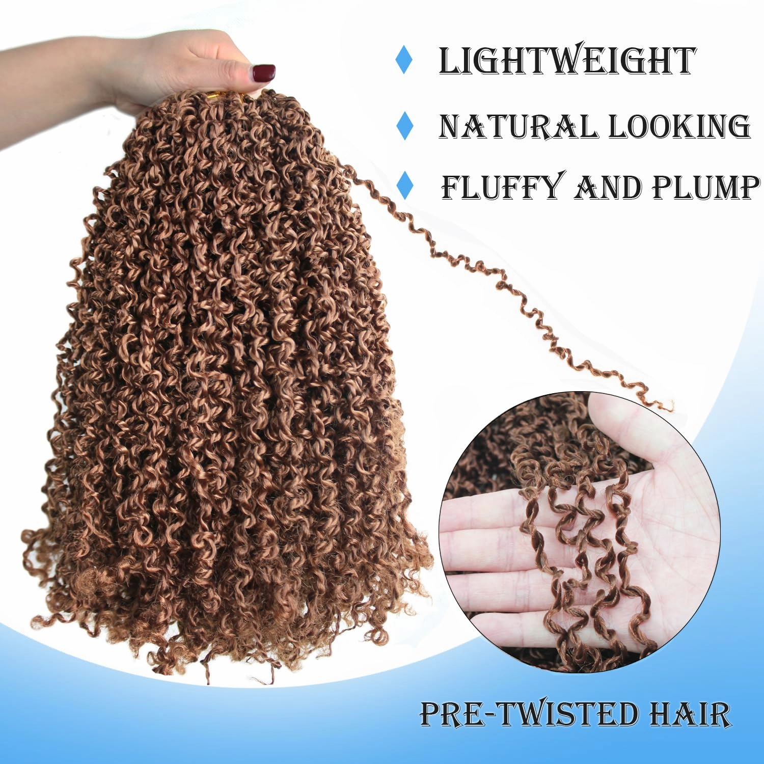8 Inch 9 Packs Yanky Twist Crochet Hair Pre-Twisted Curly Braiding Hair Extensions Pre-looped Senegalese Twist Braids Synthetic Curly Crochet Hair For Black Women(8inch, 9pack, 30#)