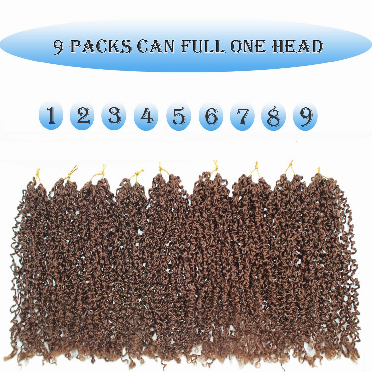 8 Inch 9 Packs Yanky Twist Crochet Hair Pre-Twisted Curly Braiding Hair Extensions Pre-looped Senegalese Twist Braids Synthetic Curly Crochet Hair For Black Women(8inch, 9pack, 30#)