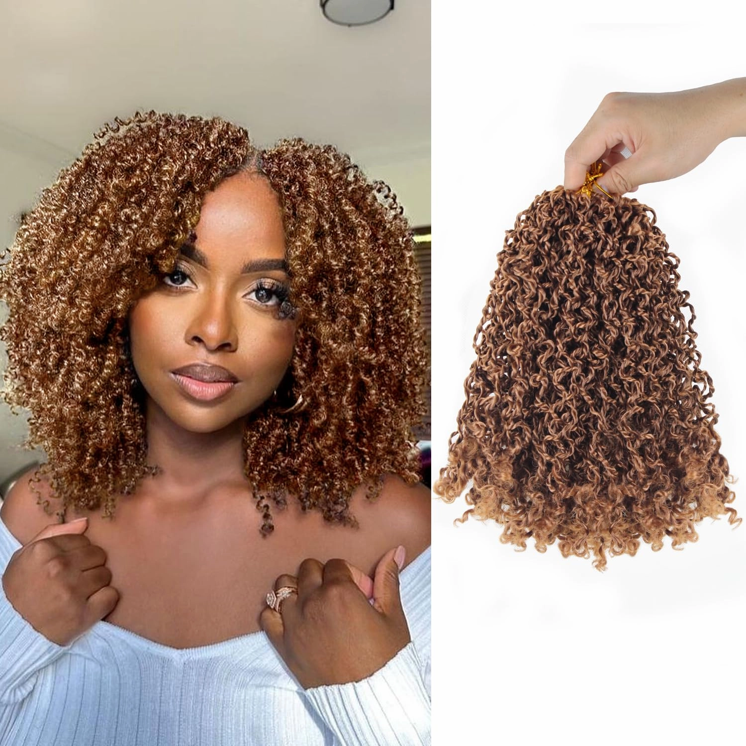 8 Inch 9 Packs Yanky Twist Crochet Hair Pre-Twisted Curly Braiding Hair Extensions Pre-looped Senegalese Twist Braids Synthetic Curly Crochet Hair For Black Women(8inch, 9pack, 30#)