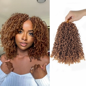 8 Inch 9 Packs Yanky Twist Crochet Hair Pre-Twisted Curly Braiding Hair Extensions Pre-looped Senegalese Twist Braids Synthetic Curly Crochet Hair For Black Women(8inch, 9pack, 30#)