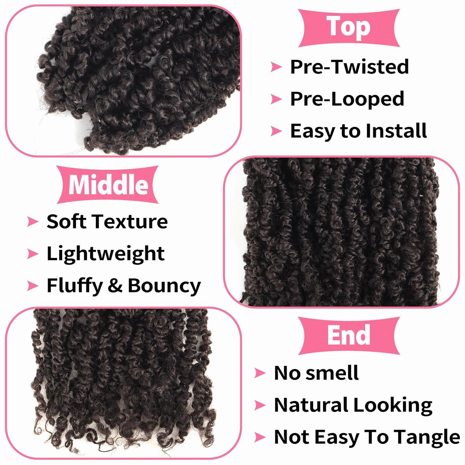9 Packs Yanky Twist Crochet Hair 16 inch Pre-Twisted Curly Braiding Hair Extensions Pre-looped brown Yanky Twists Hair with Curls (4#, 16 Inch (Pack of 9))
