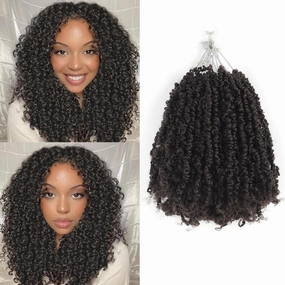 9 Packs Yanky Twist Crochet Hair 16 inch Pre-Twisted Curly Braiding Hair Extensions Pre-looped brown Yanky Twists Hair with Curls (4#, 16 Inch (Pack of 9))