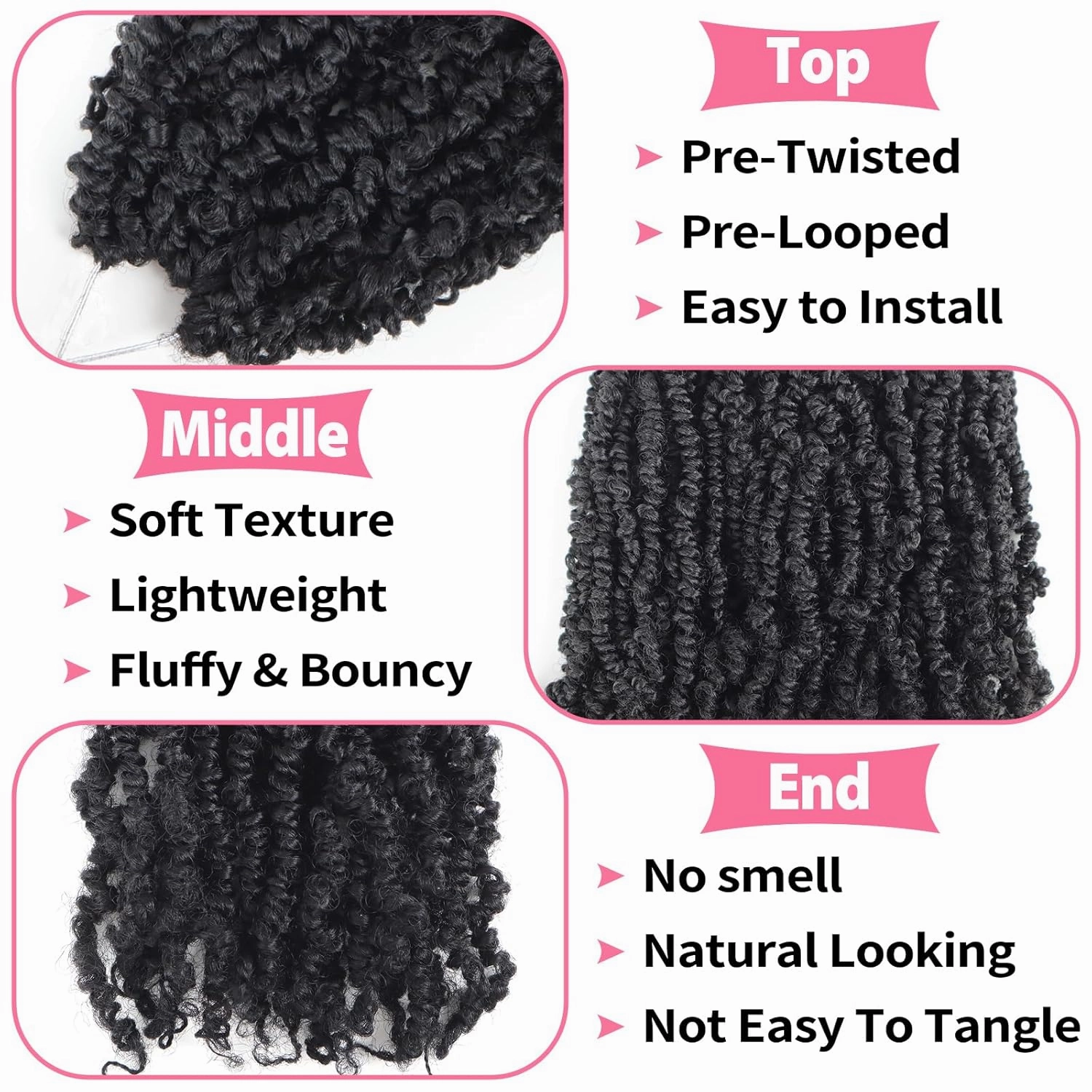 9 Packs Yanky Twist Crochet Hair 16 inch Pre-twisted Passion Twist Crochet Hair Micro Spring Twist Crochet Hair Extensions Suitable for black women.(1B, 16 Inch (Pack of 9))