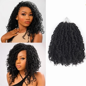 9 Packs Yanky Twist Crochet Hair 16 inch Pre-twisted Passion Twist Crochet Hair Micro Spring Twist Crochet Hair Extensions Suitable for black women.(1B, 16 Inch (Pack of 9))