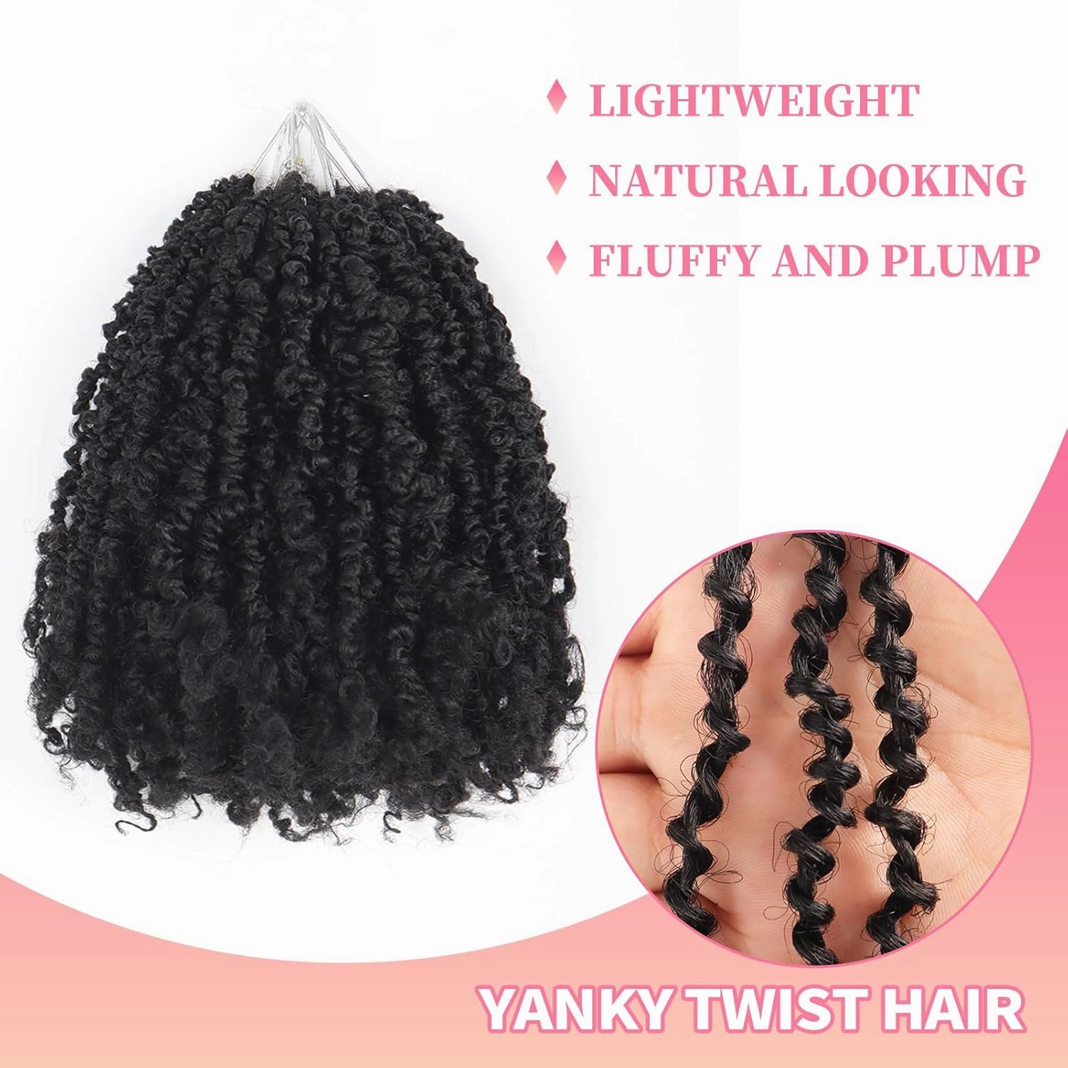 9 Packs Yanky Twist Crochet Hair 16 inch Pre-twisted Passion Twist Crochet Hair Micro Spring Twist Crochet Hair Extensions Suitable for black women.(1B, 16 Inch (Pack of 9))