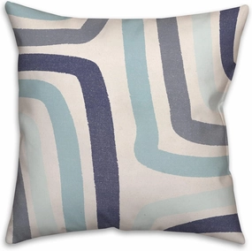 Abstract Blue Stripes Throw Pillow | Decorative Pillows for Living Room Couch Bed Sofa, Fluffy Soft Cushion | Blue, 18x18