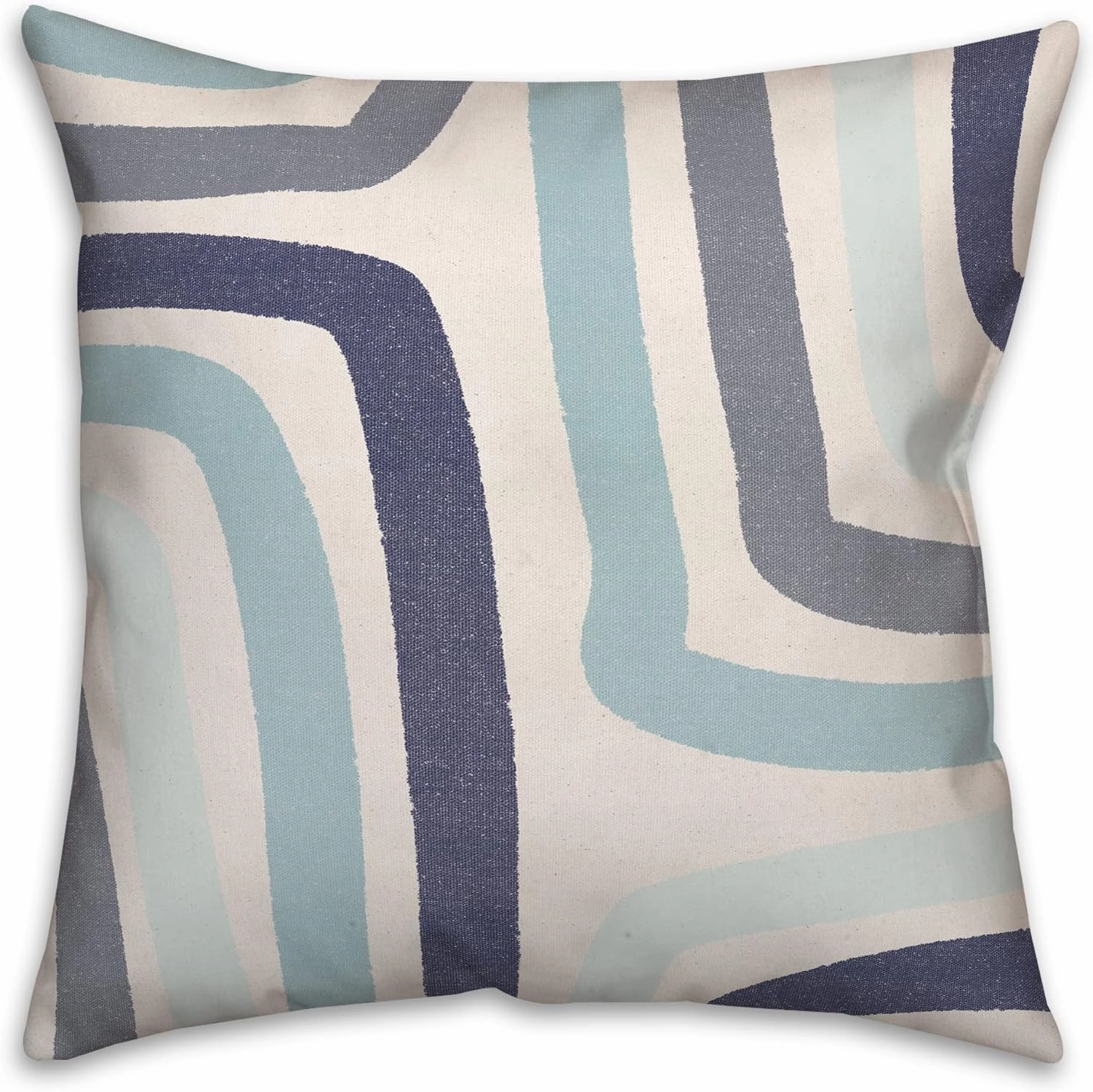 Abstract Blue Stripes Throw Pillow | Decorative Pillows for Living Room Couch Bed Sofa, Fluffy Soft Cushion | Blue, 18x18